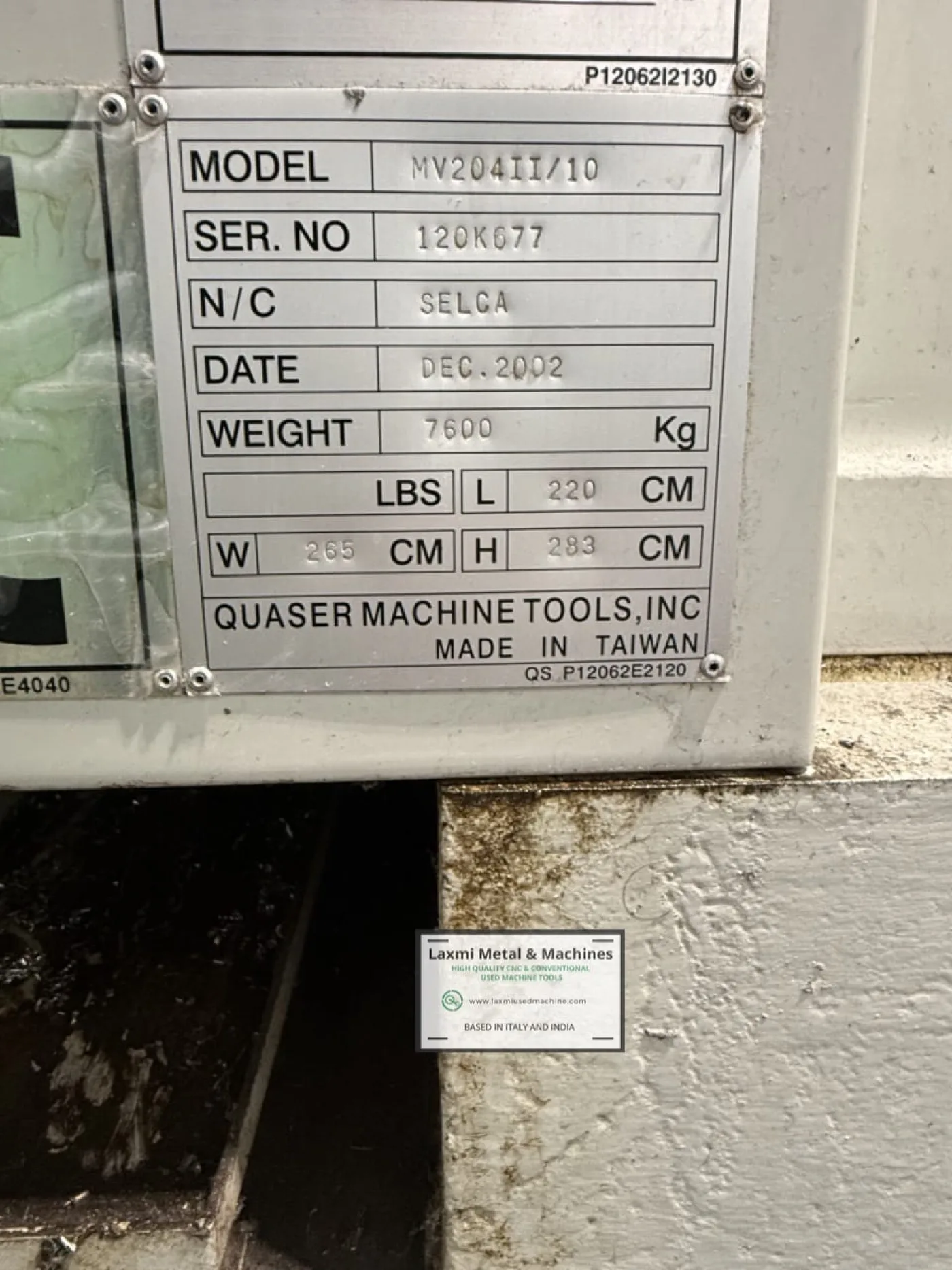 VERTICAL MACHINING CENTER, QUASER -MV204II / 10 - Laxmi Metal & Machines, Rohtak - 4