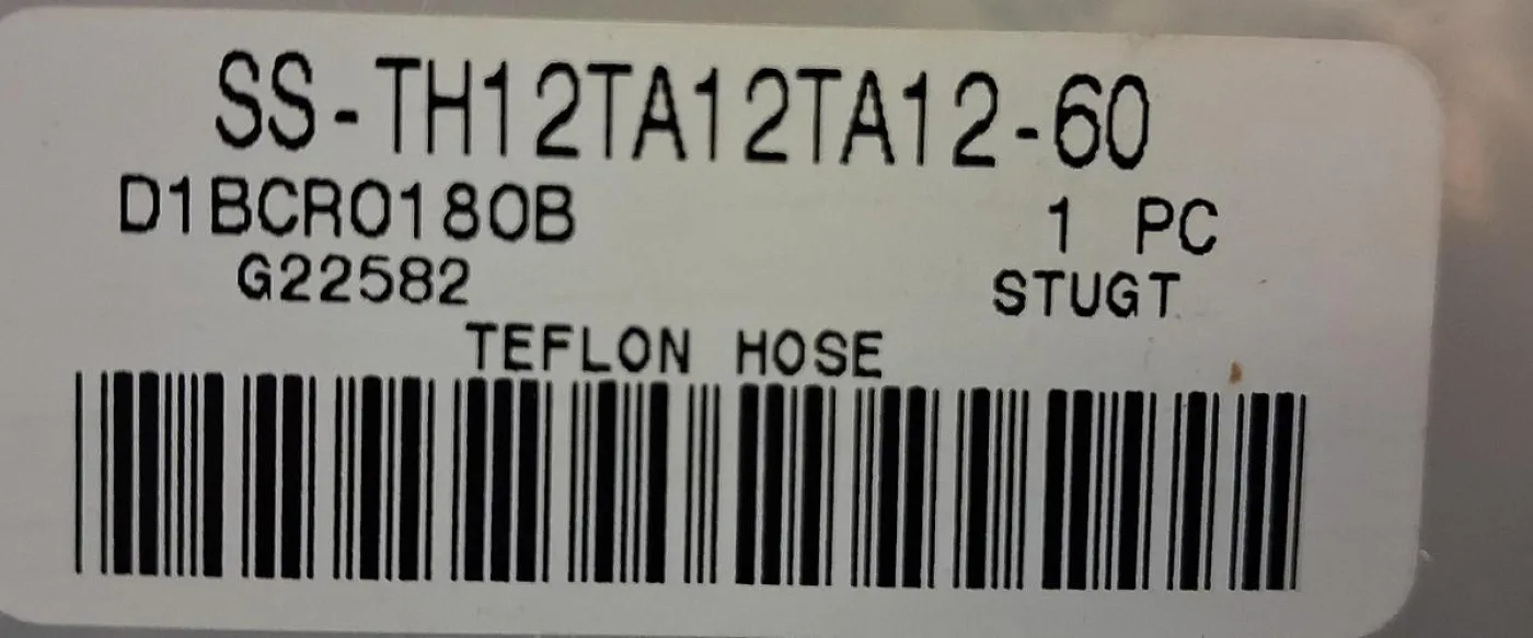 Swagelok PTFE-Teflonschlauch mit Edelstahlumflechtung – Typ SS-TH12TA12TA12-60, Länge 150 cm - 7