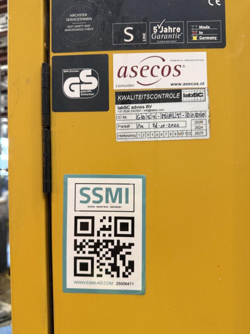 2015 Asecos Fire-Resistant Chimie Storage Cabinet