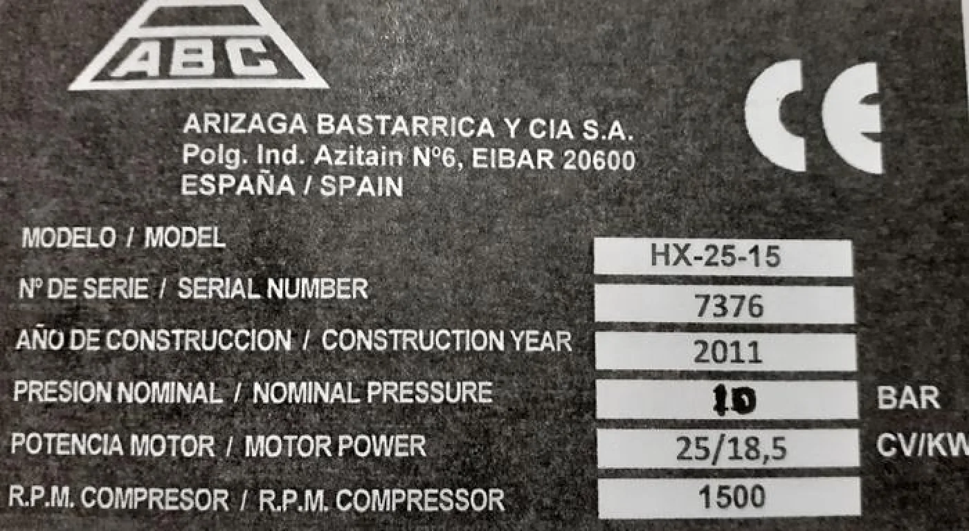 Compressor ABC Arizaga Bastarrica y Cia 18,5kw - 7