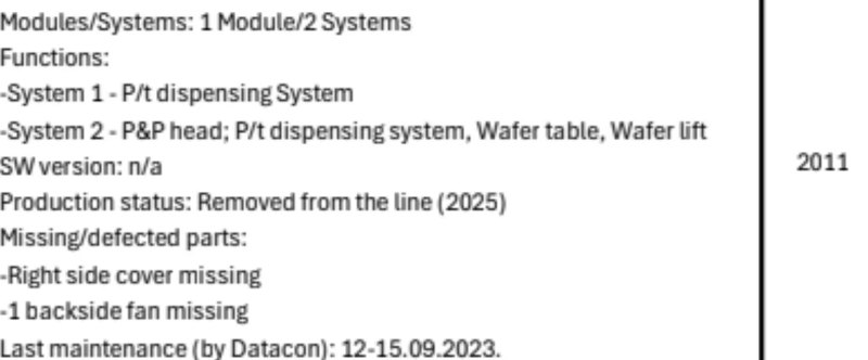 Datacon 2200 EVO, die bonder, vintage 2011