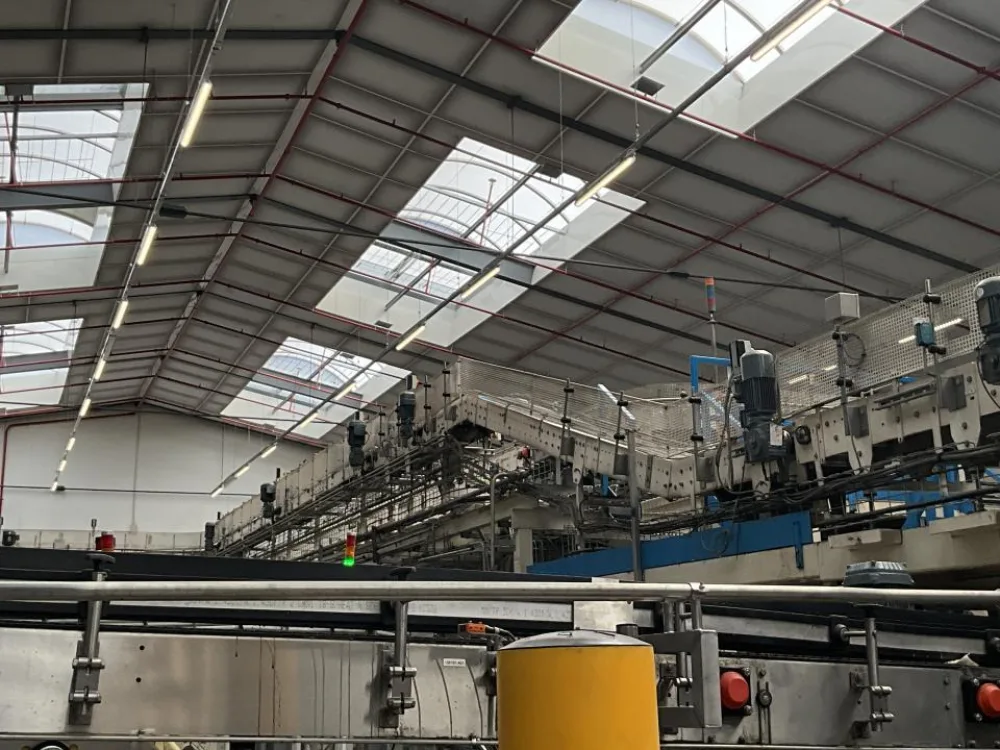 Anduze Anduze Overhead Conveyor Belt from Tray Packer to Palletiser - Line 3