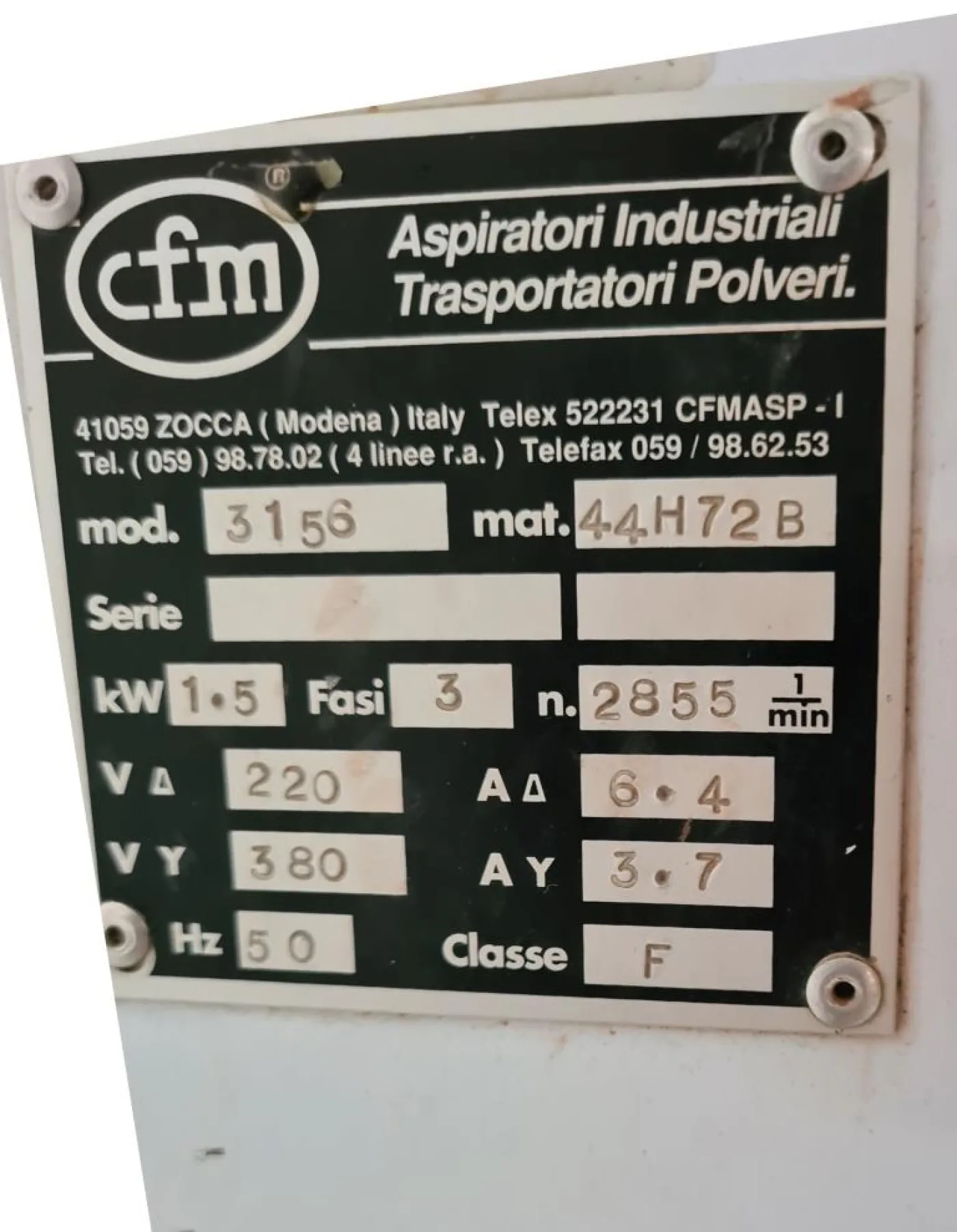 ASPIRATORE INDUSTRIALE – CFM – MOD. 3156 - 1