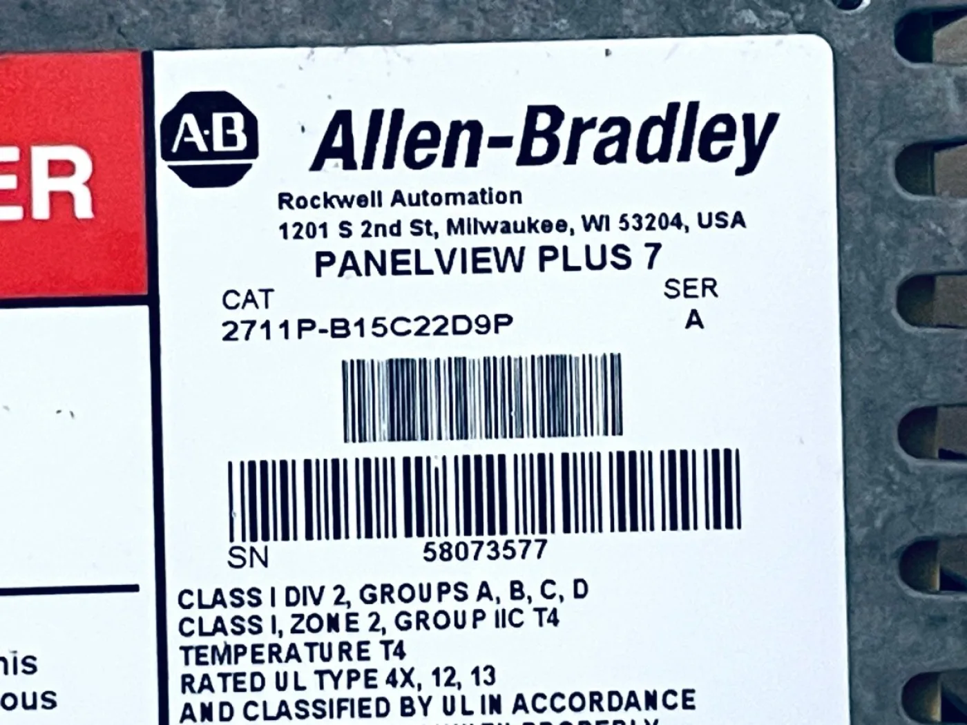 Allen- Bradley PanelView Plus 7 2711P-B15C22D9P Ser. A - 4