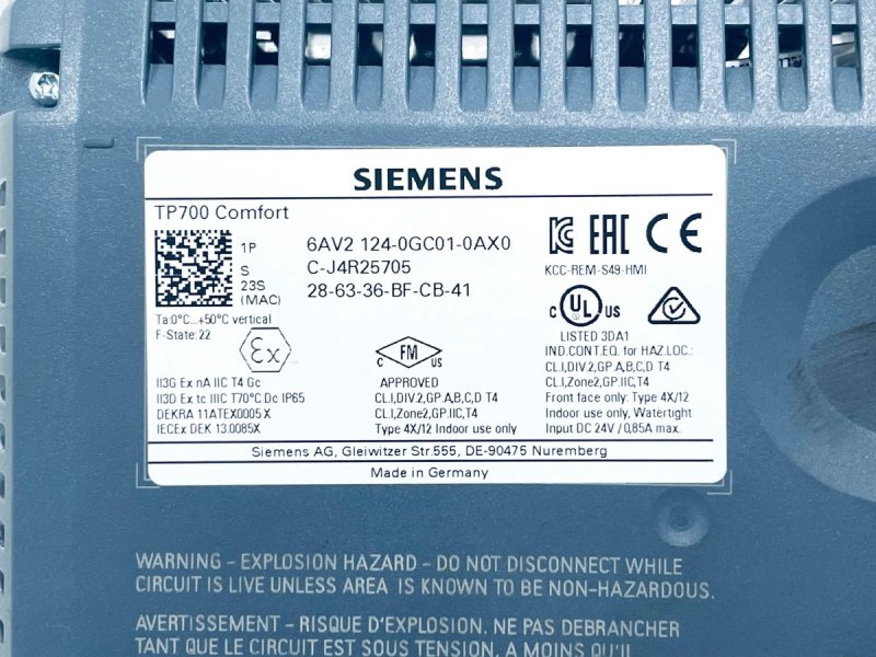 Siemens SIMATIC HMI TP700 Comfort 6AV2124-0GC01-0AX0