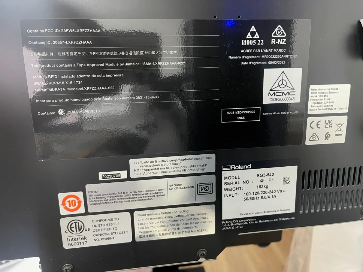Eco-Solvent printer Roland SG3-540, vintage 2024 - 2