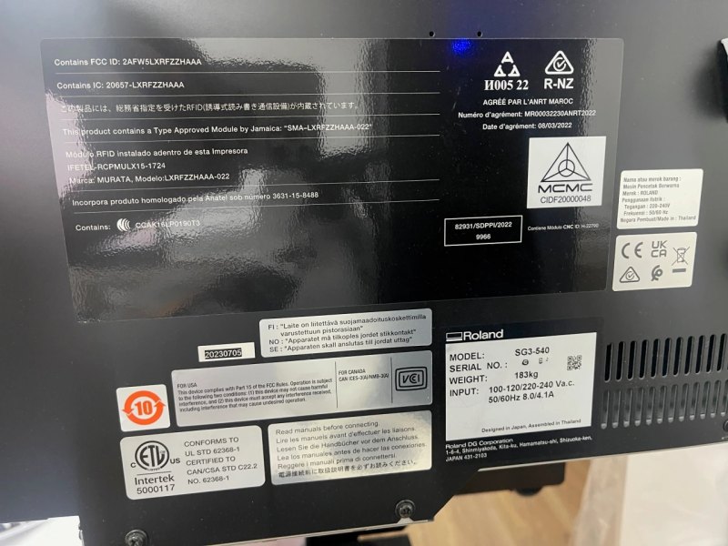 Eco-Solvent printer Roland SG3-540, vintage 2024