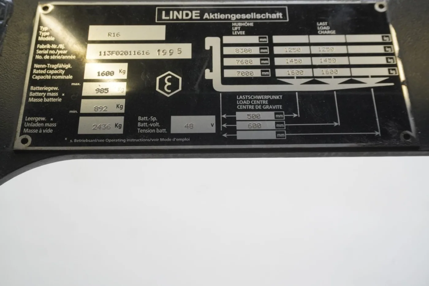 Schubmaststapler Linde R 16 113 (1995) - 7