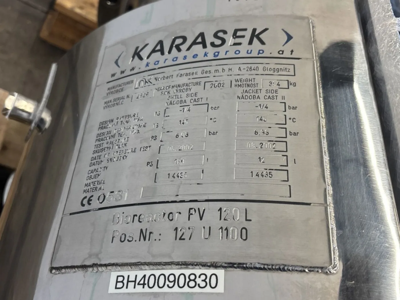 Norbert Karasek GmbH Gloggnitz 120 L Fermentor - Bioreactor - 8