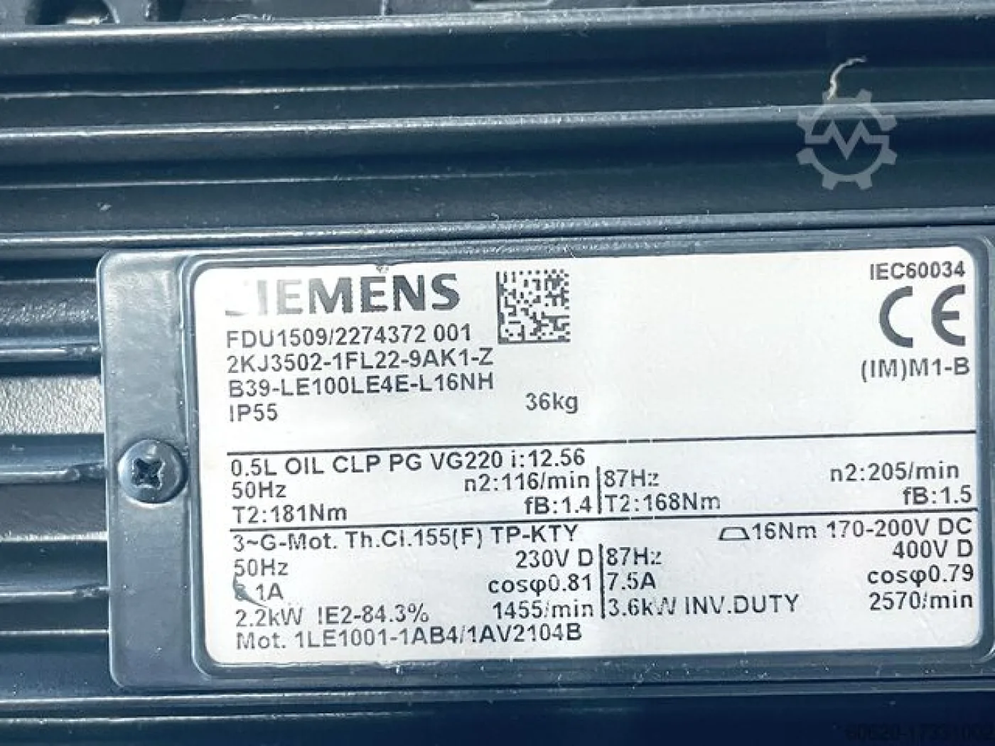 Siemens Getriebemotor FDU1509/2274372 001 - 5