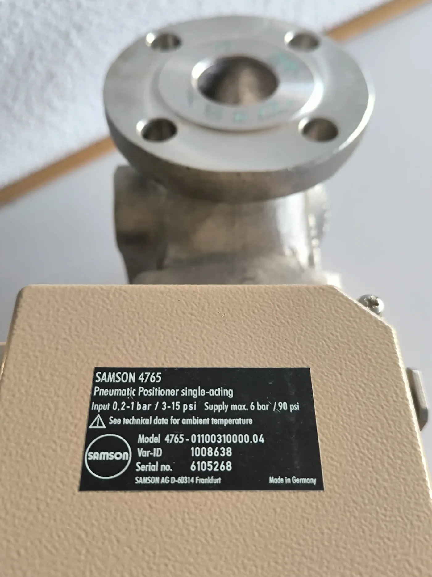 PROPORTIONAL SOLENOID VALVE SAMSON 3271 WITH PNEUMATIC ACTUATOR SAMSON 4765 UNUSED - 5