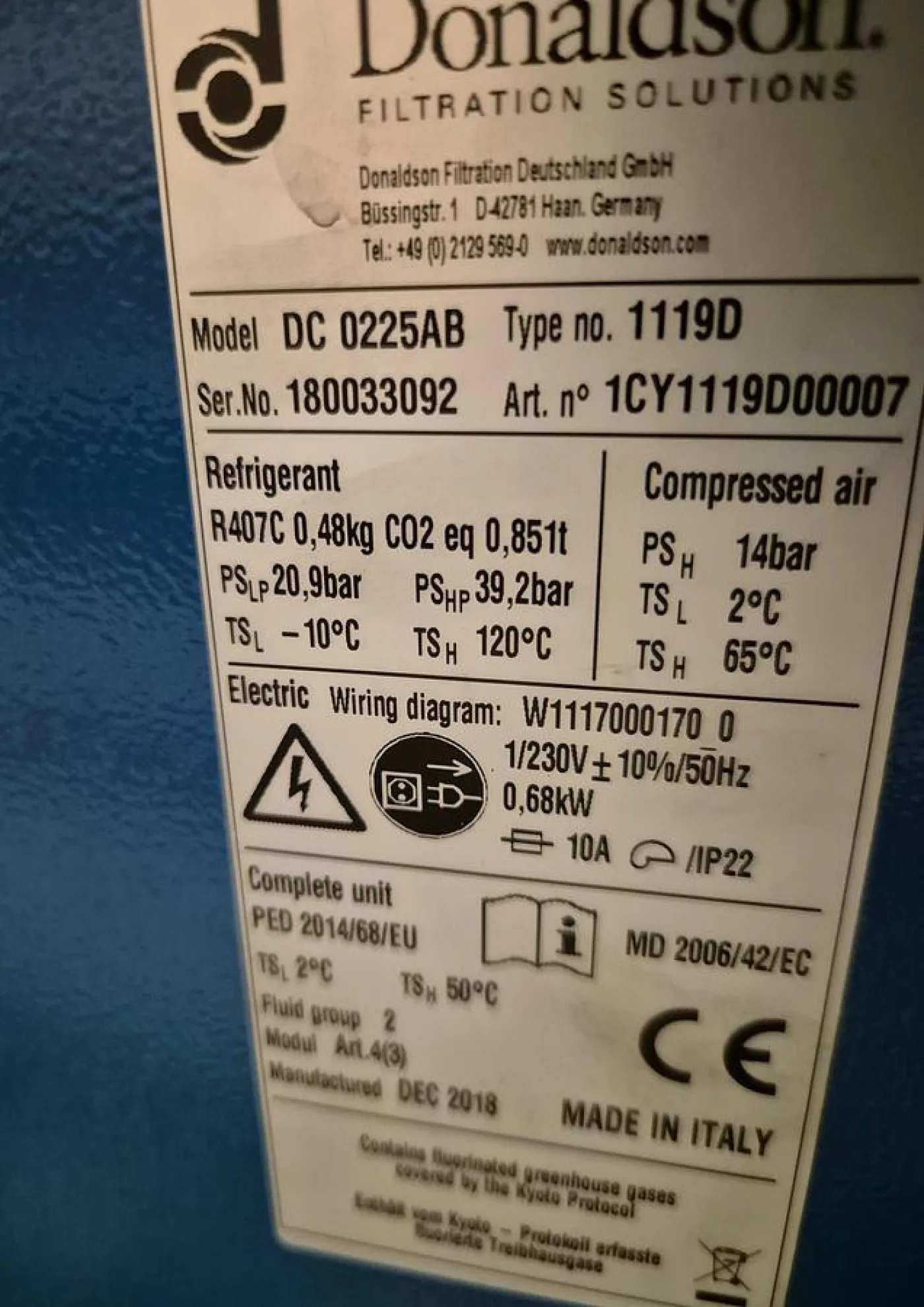 Donaldson Kältetrockner für Druckluftsyste DC 0225AB - 3