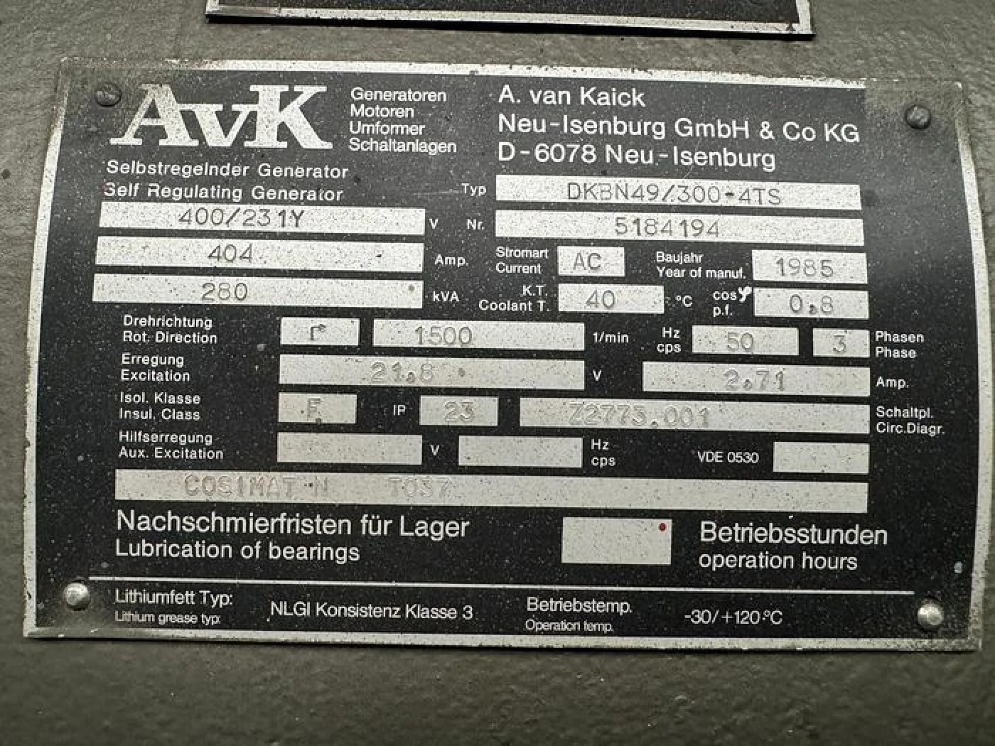 1985 MWM TBD234-V08 / AVK GEN SET 280 KVA - 4