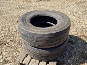 Pair of used 385/65R22.5 Super Single Tyres