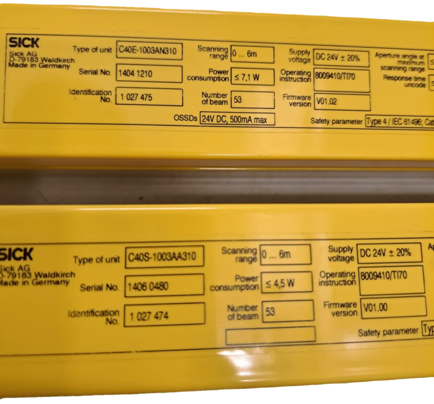Sick Sicherheitslichtvorhang - Set C4000 - 3