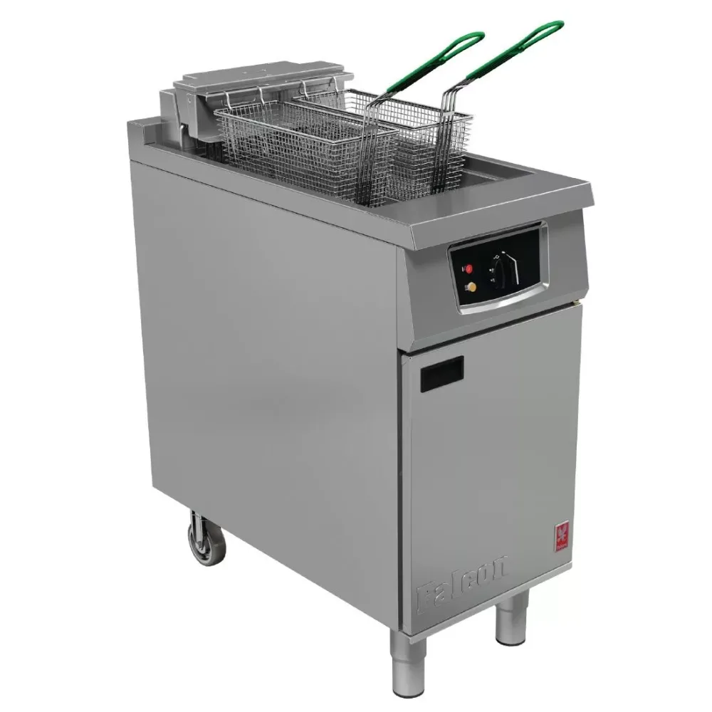 Falcon Single Tank Twin Basket Free Standing Electric Filtration Fryer E401F - islandcatering