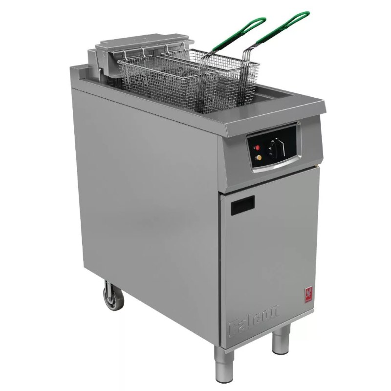 Falcon Single Tank Twin Basket Free Standing Electric Filtration Fryer E401F - islandcatering