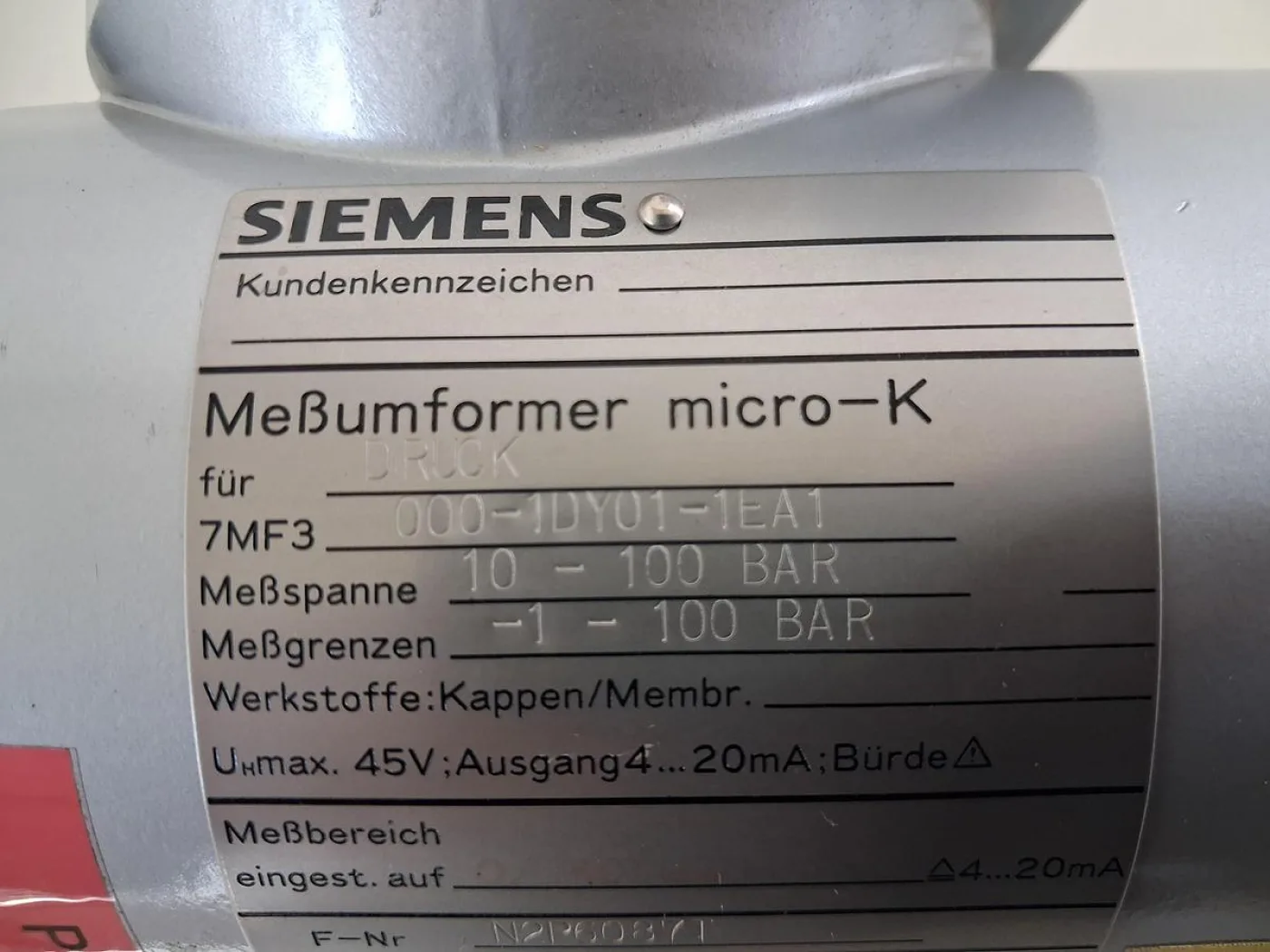 Siemens micro-K 7MF3100-1DY01-1EA1 Druckmessumformer - 4