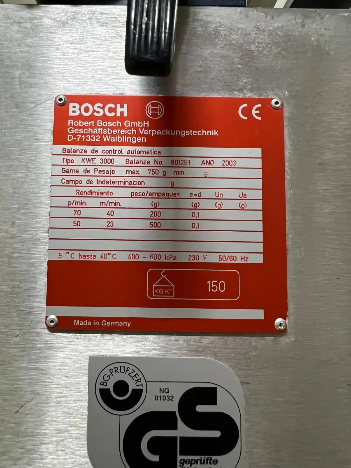 AUTOMATIC CHECKWEIGHER BOSCH KWE 3000 - 4