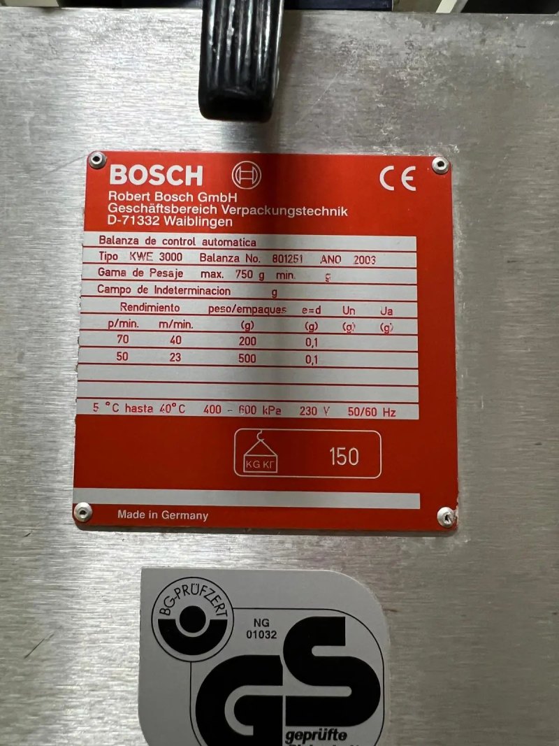 AUTOMATIC CHECKWEIGHER BOSCH KWE 3000