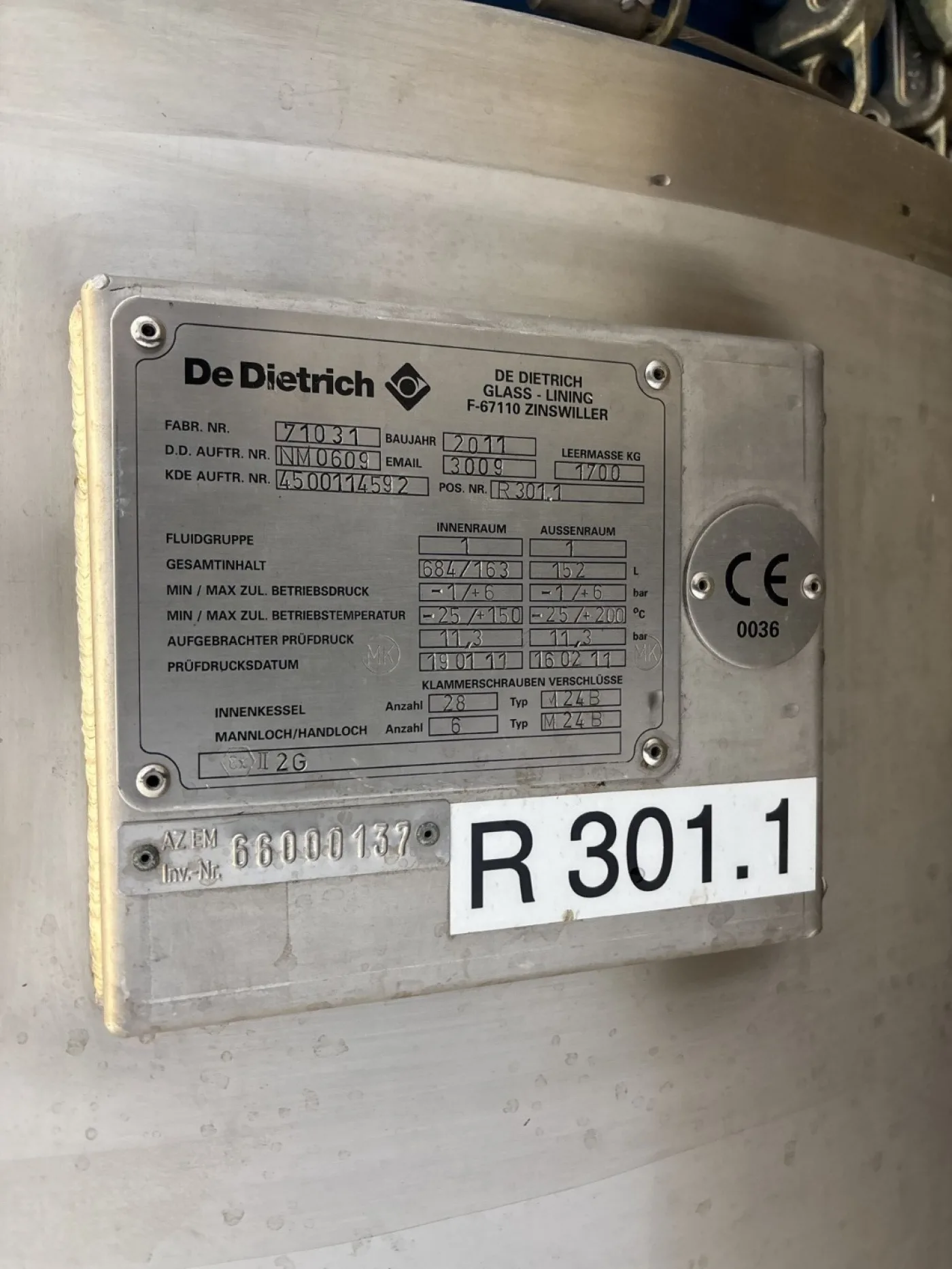 De Dietrich AE630 - Glass-lined Reactor - 8