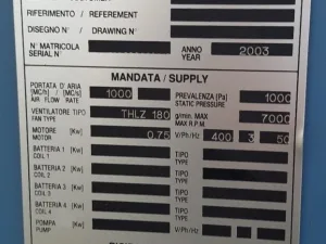 U.T.A. – UNITA’ ESTRAZIONE ARIA SAMP MOD. 1000 MC/H