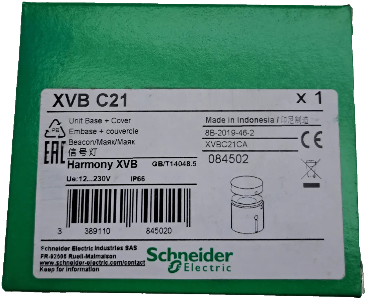 Schneider Elektric XVBC21 Anschlusselement+Deckel für Signalsäulen - 2