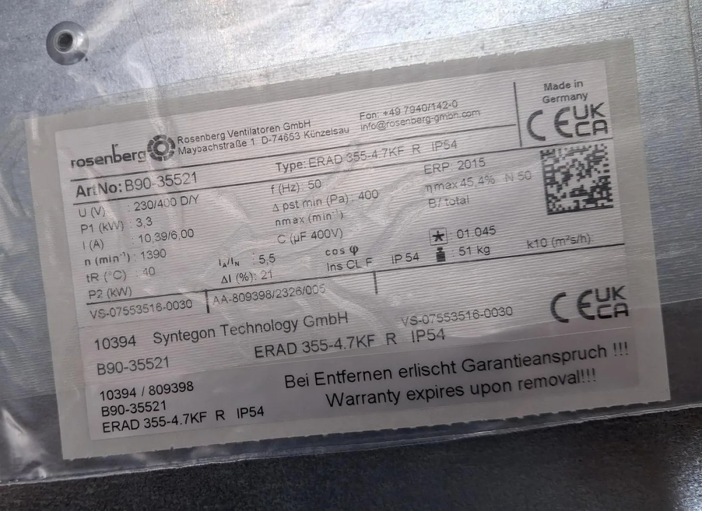 Rosenberg ERAD 355-4.7KF R EC-Radialventilator IP54 | 3,3 kW | Neu - 6