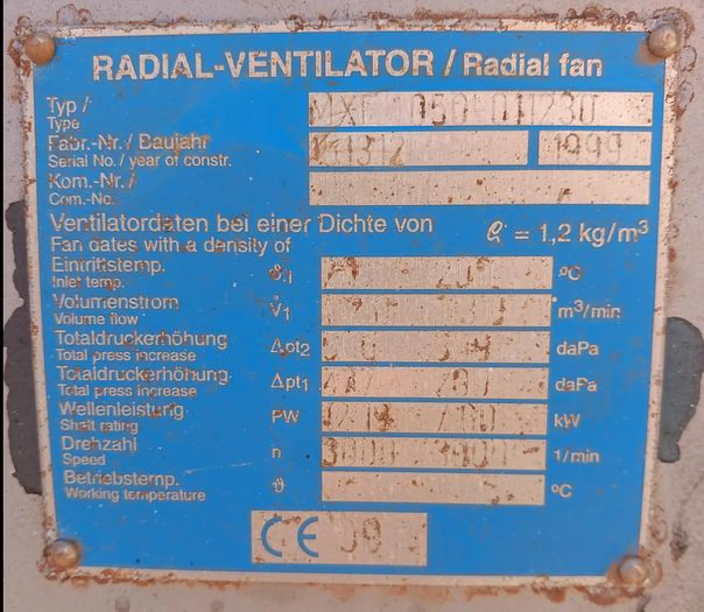 Radial Ventilador MXE1050 15kw - 3