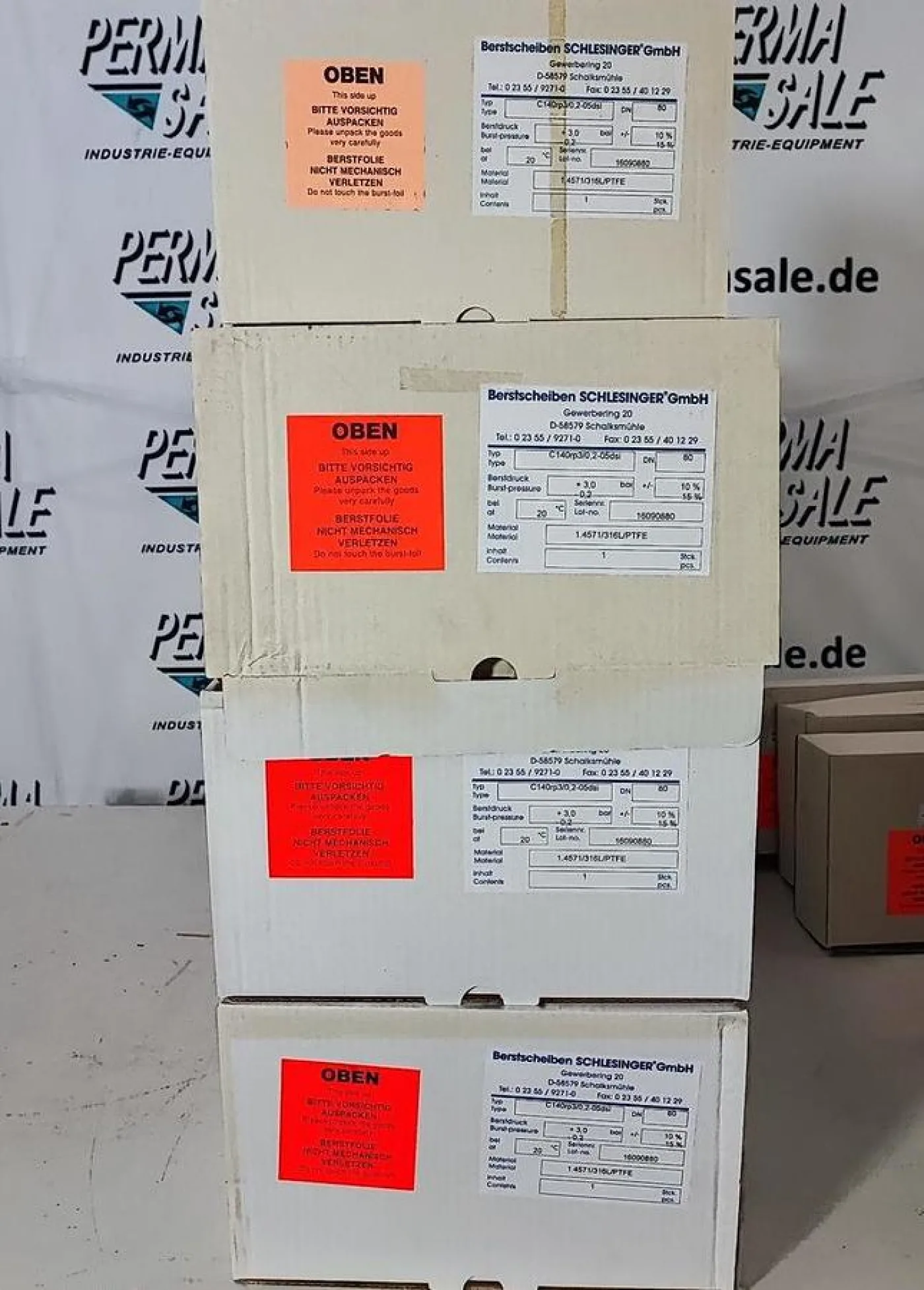 SCHLESINGER Berstscheiben C14Orp3/0,2-05dsi Berstdruck: +3,0 bar / -0,2 bar 1.4571/316L/PTFE DN80 - 2