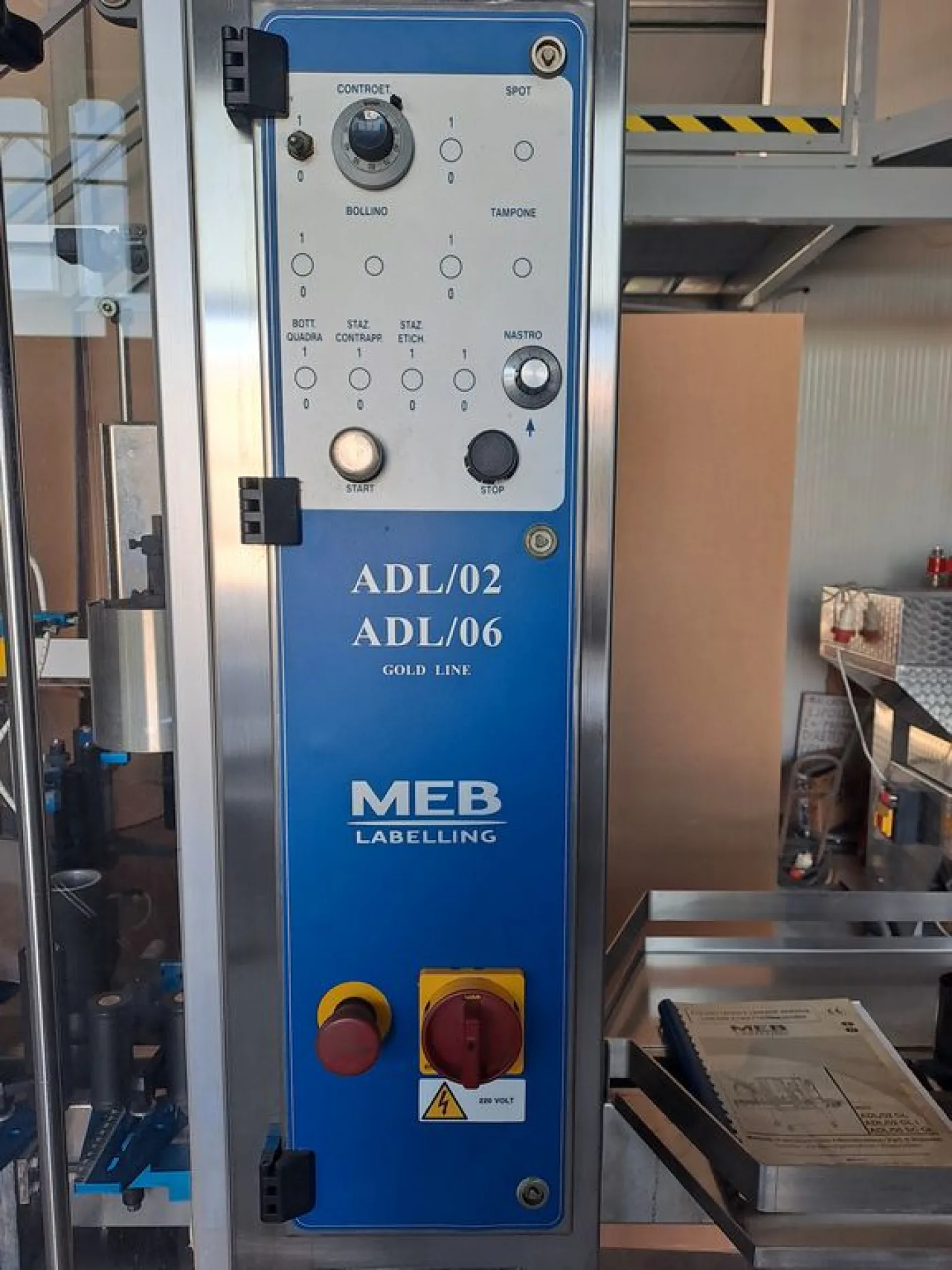 ADHESIVE LABELLING MACHINE MEB, MODEL ADL 02, WITH 2 STATIONS, SECOND HAND EQUIPMENT - 8
