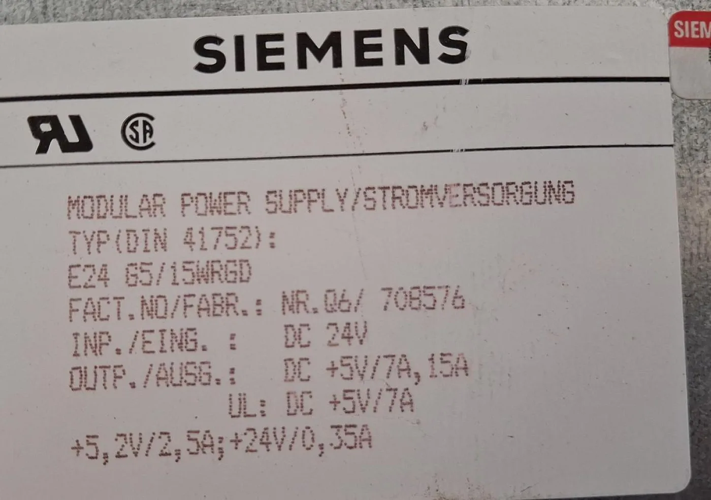 Siemens SIMATIC S5 Modular Power Supply 6ES5 951-5AA13 - 4