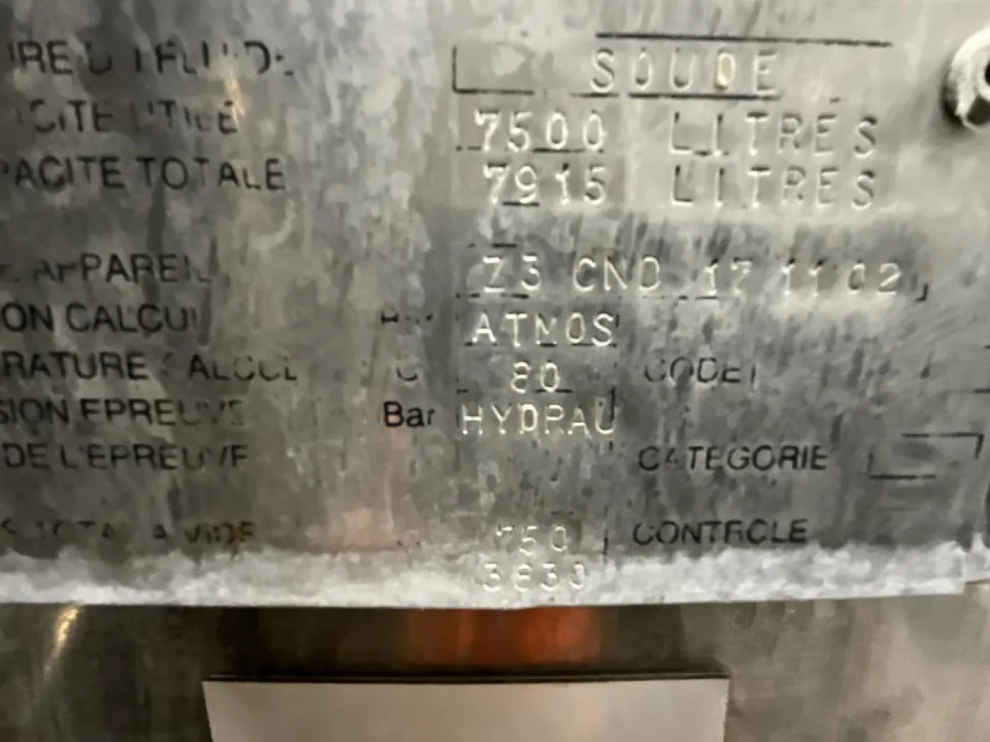 1996 Boccard Boccard 7500 Litre Stainless Steel Vertical Caustic Water Storage Tank - S - 3