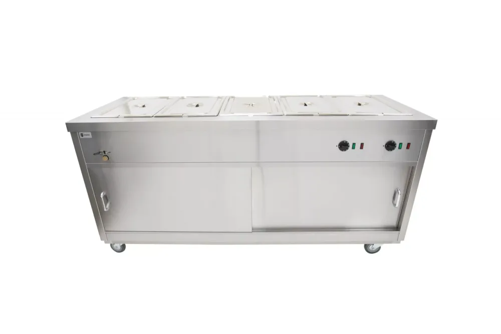 Parry Hot Hold MSB15G electric mobile hot cupboard with bain marie with gantry 4 x 1]1 GN 165cm. - islandcatering
