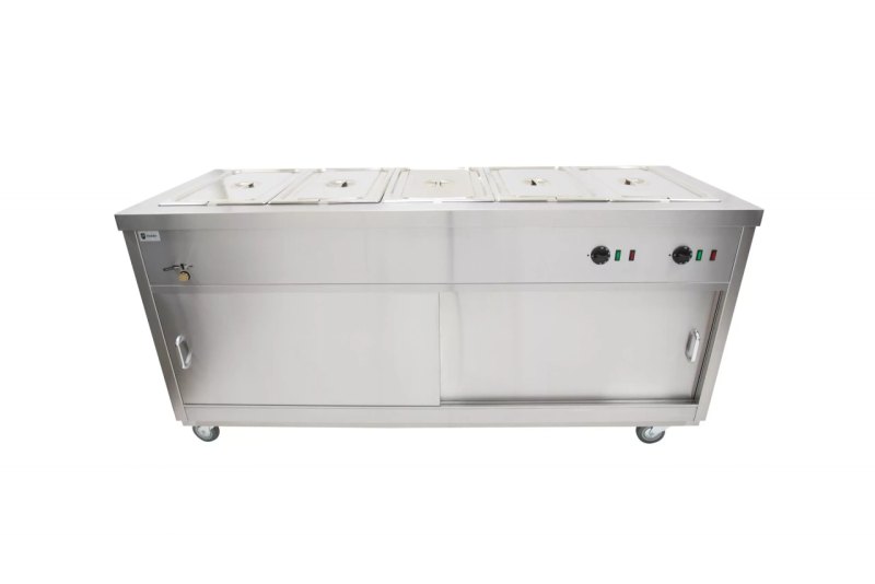 Parry Hot Hold MSB15G electric mobile hot cupboard with bain marie with gantry 4 x 1]1 GN 165cm. - islandcatering