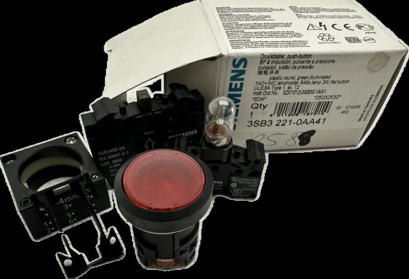Siemens Leuchtdrucktaster, 22mm, Rund 3SB3221-0AA41