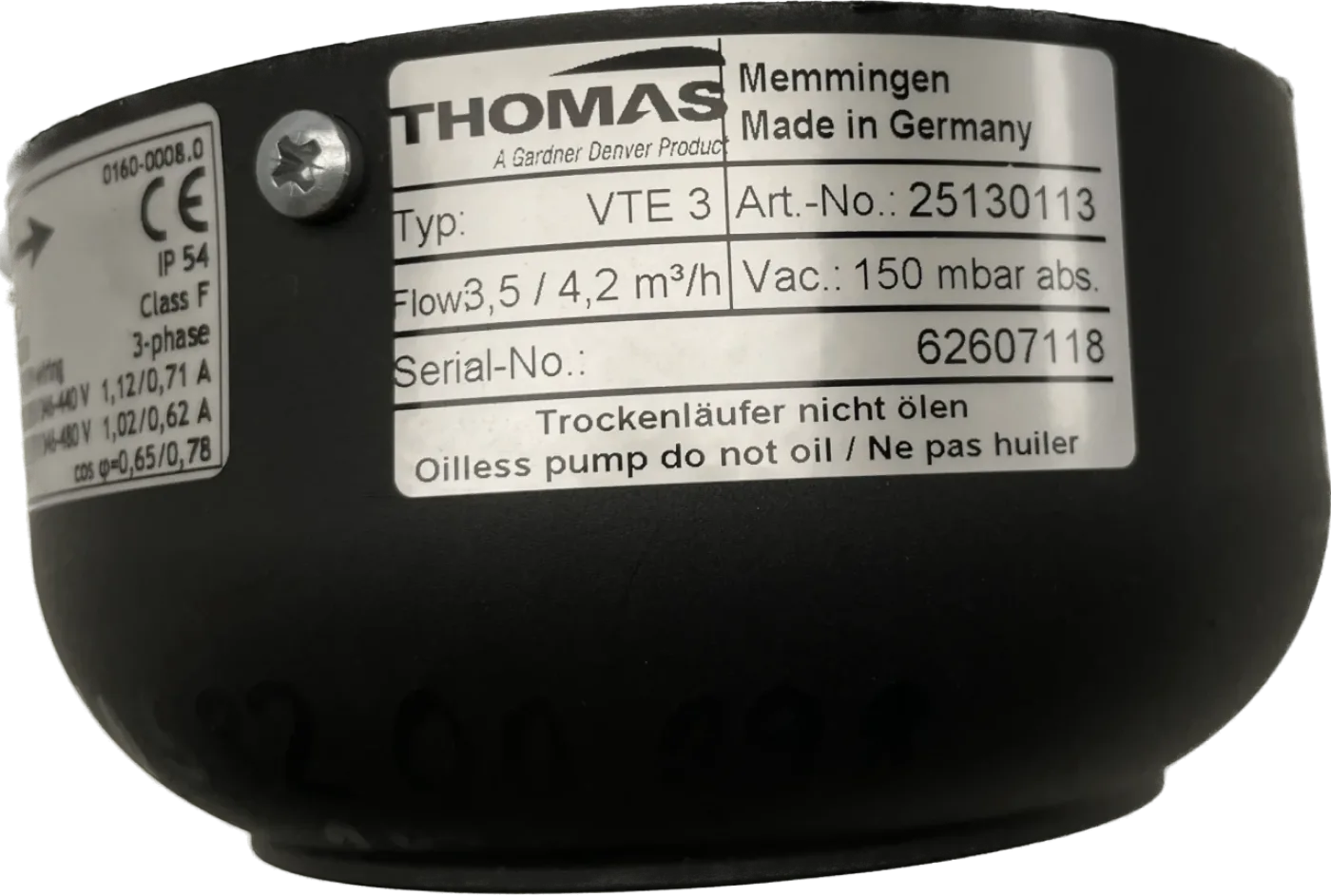 Thomas Drehschieber-Vakuumpumpe VTE 3 - 3