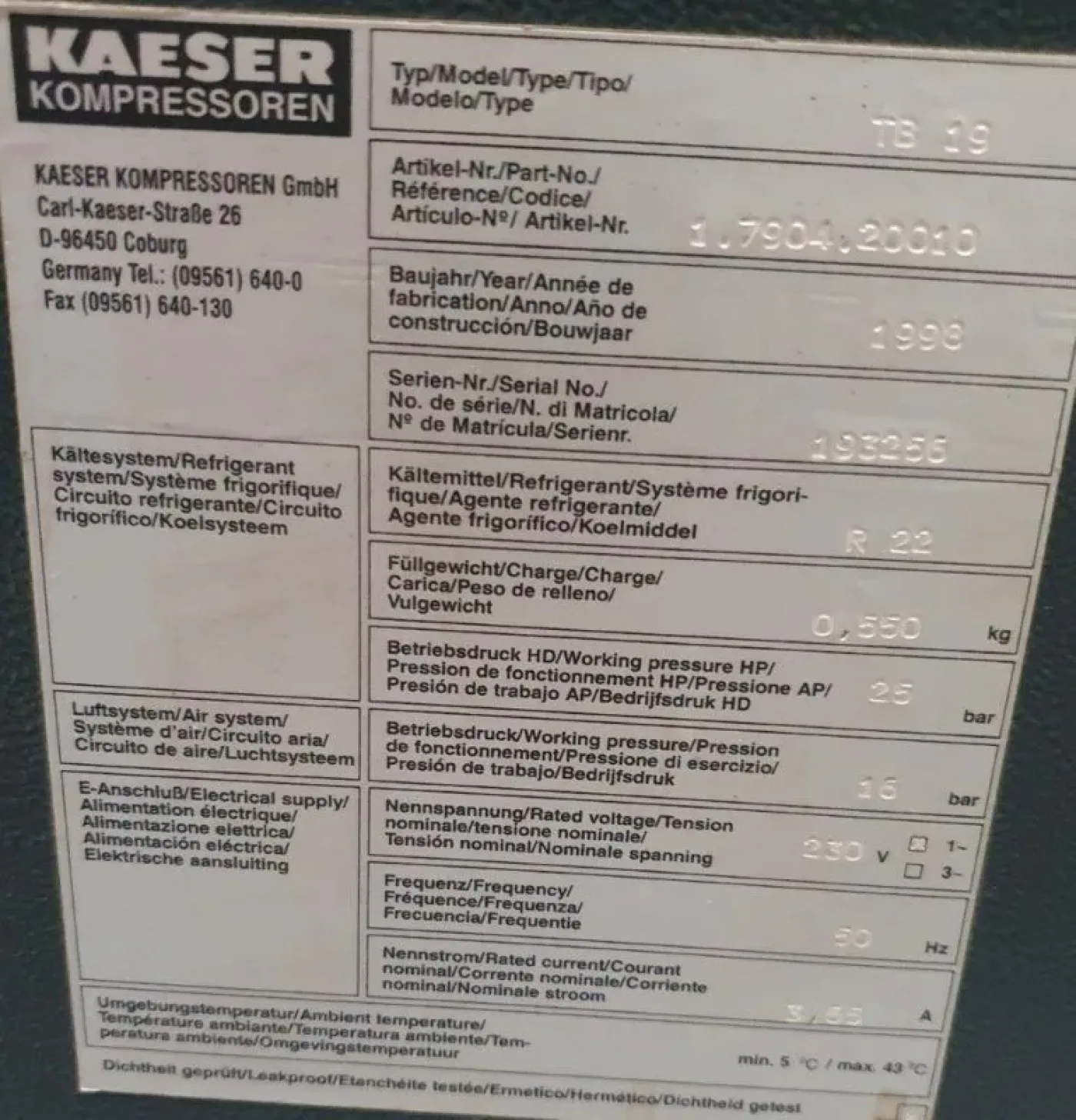SK 19 + TB 19 + Kessel KAESER 1998 - 6