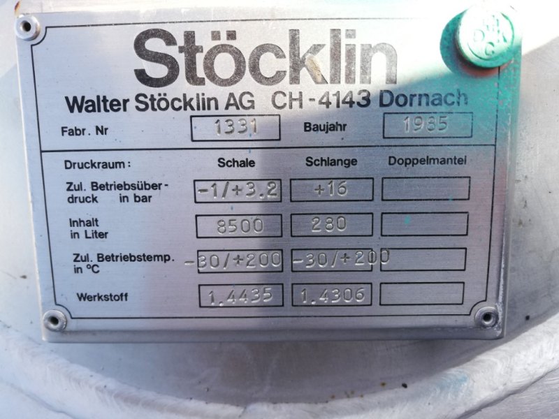 Stoecklin 6300 ltr - Stainless Steel Reactor