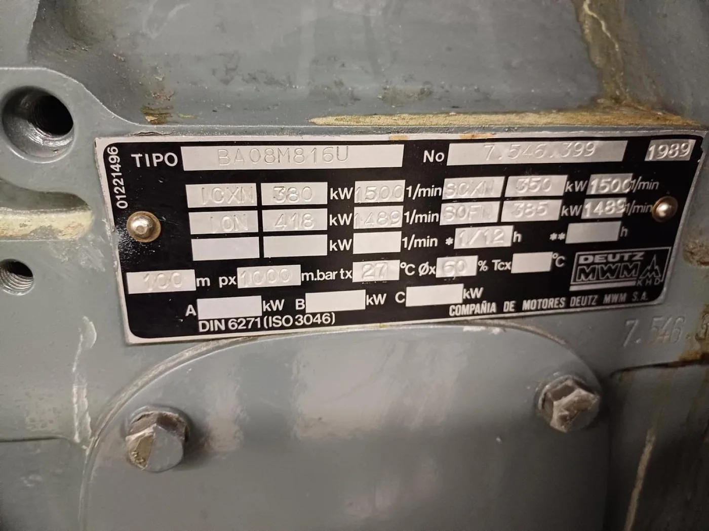 DEUTZ BA8M 816U / ANTON PILLER DIESEL GEN. SET 400 KVA - 2