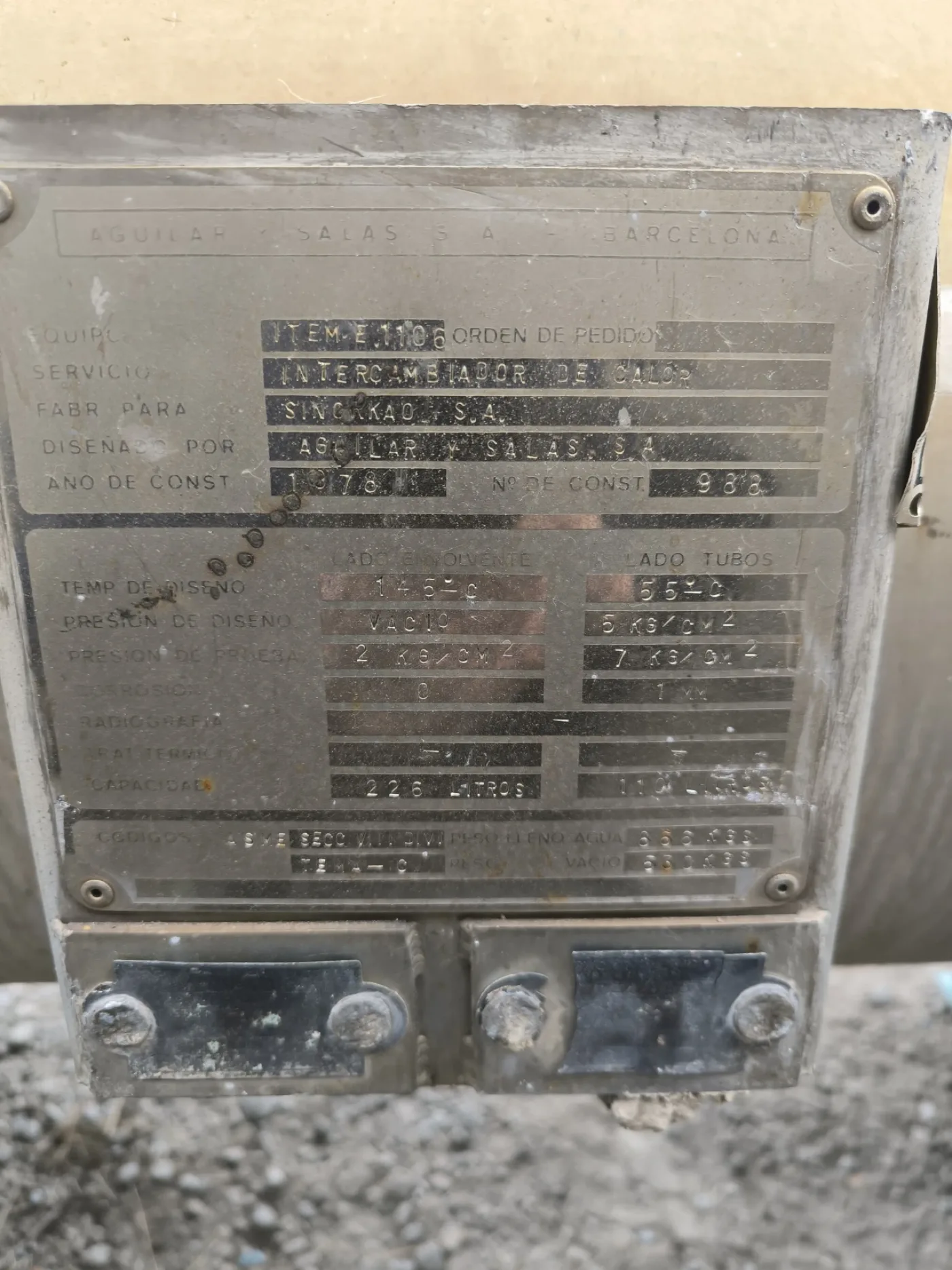 TUBULAR HEAT EXCHANGER STAINLESS STEEL 11.5 M² AGUILAR Y SALAS - 6