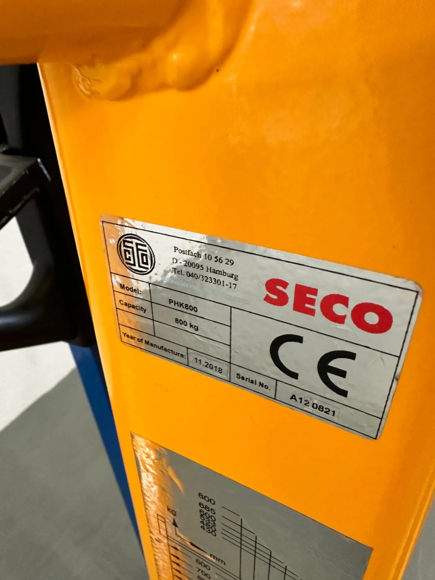 Seco Palettenheber mit Gabelneigung PHK800 - 8