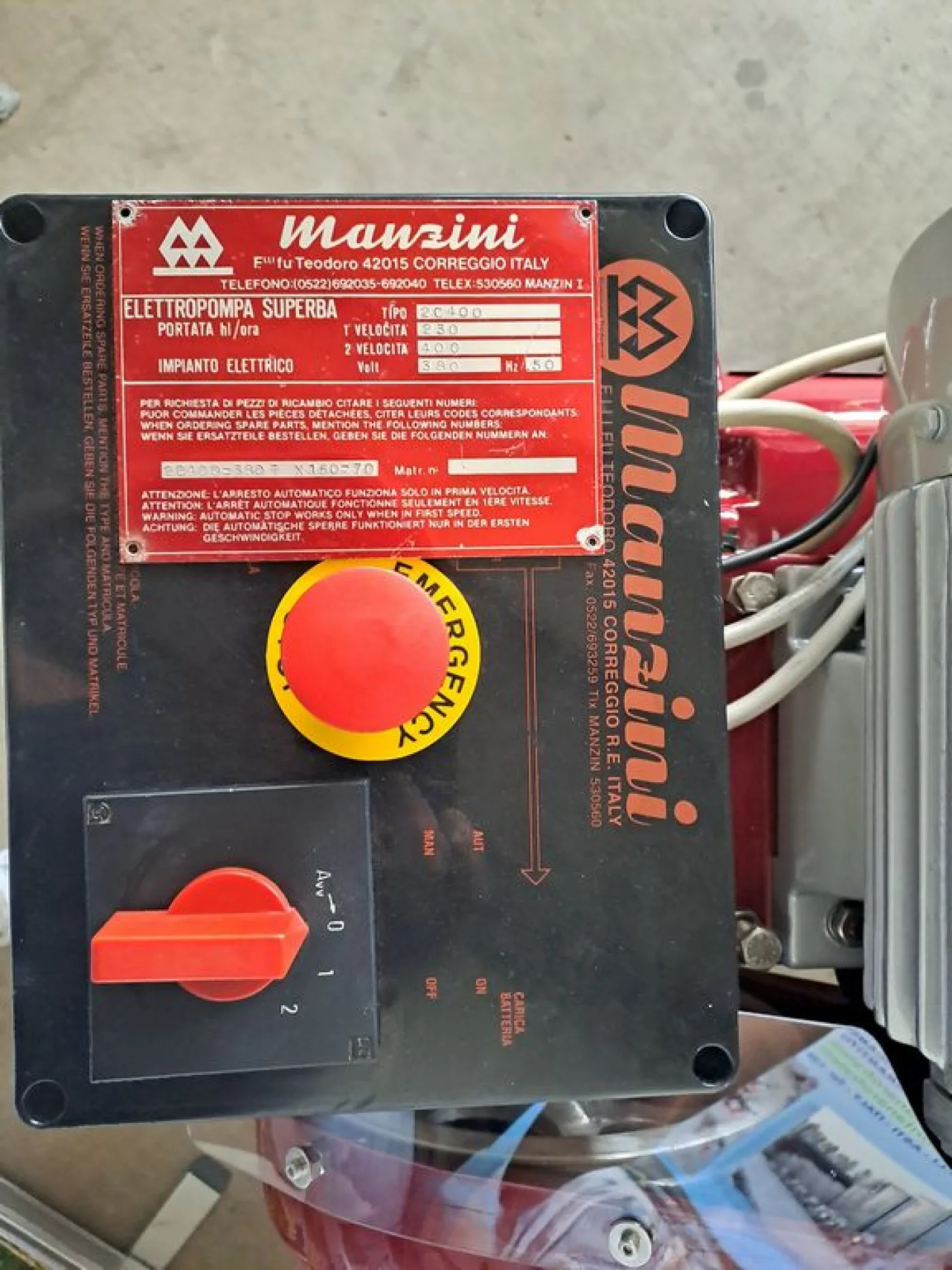 PISTON PUMP MANZINI MOD.400HL, TWIN-CYLINDER, BRONZE BODY PUMP, SECOND-HAND MACHINE - 6