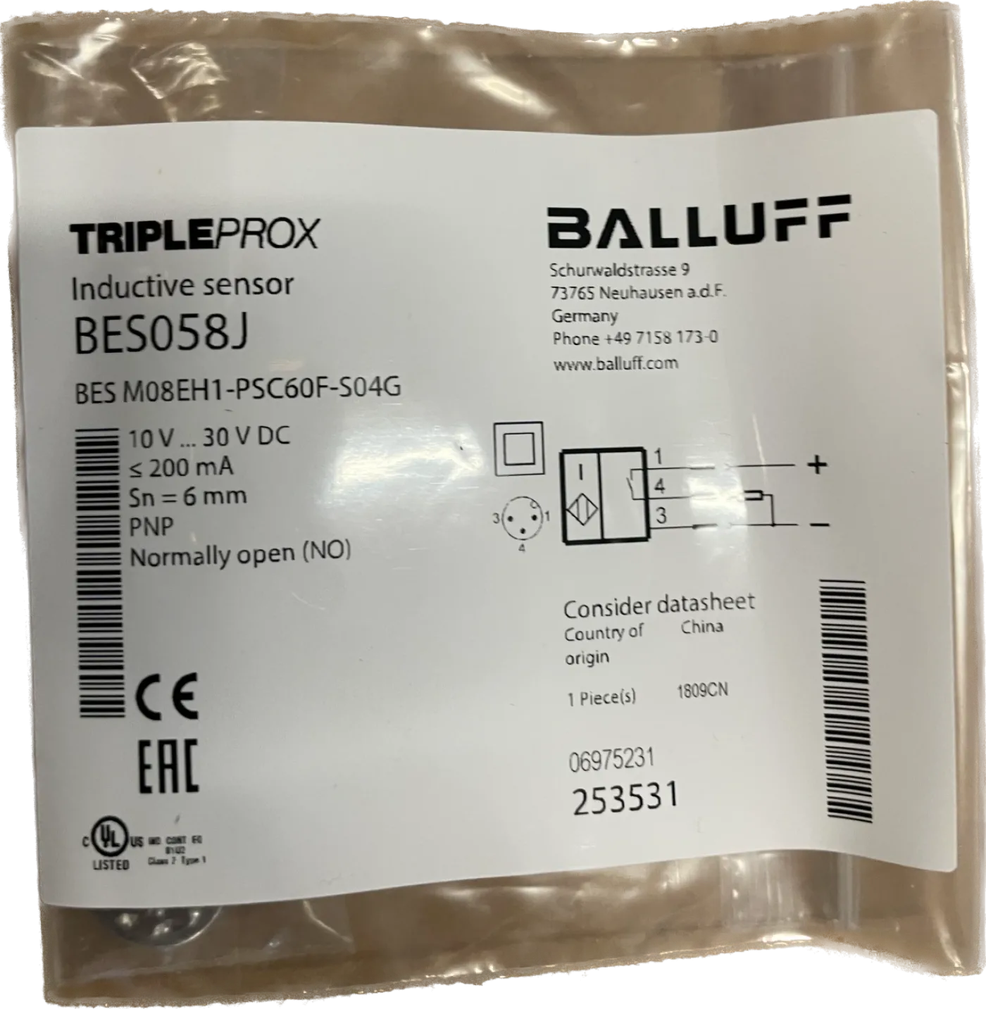 BALLUFF Induktive Standardsensoren mit Vorzugstypen BES M08EH1-PSC60F-S04G - 2