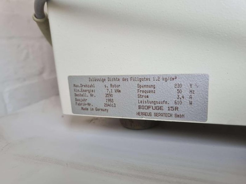Hereaus Sepatech Biofuge 15R Refrigerated Centrifuge