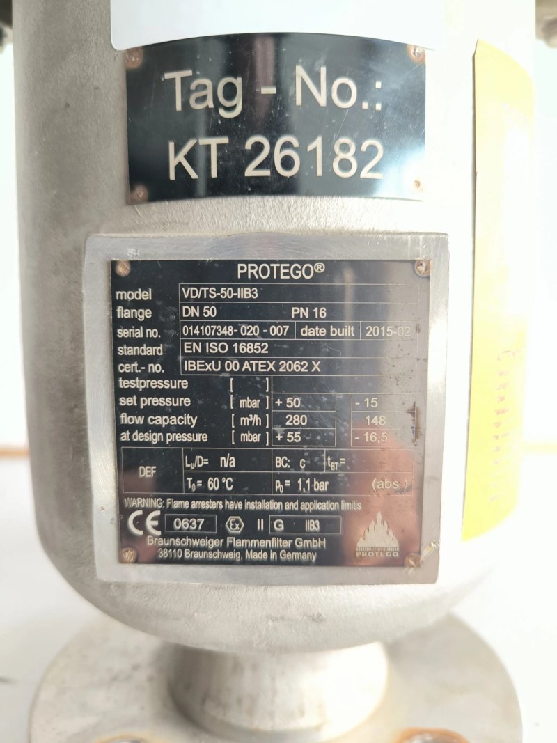 SAFETY VALVE PROTEGO VD/TS-50-IIB3 ATEX