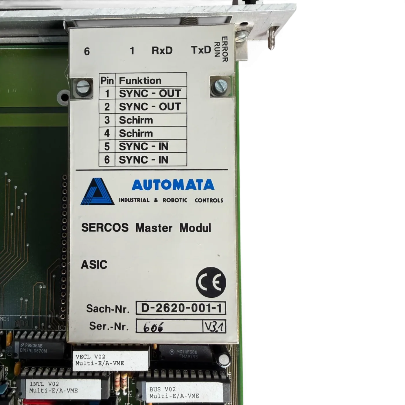 HOMAG AUTOMATA MULTI-E/A VME-GRUNDKARTE Art.-Nr. 4-086-05-0368 mit SERCOS Master Modul ASIC V3.1 für HOMAG BAZ BOF 32 41 - 7