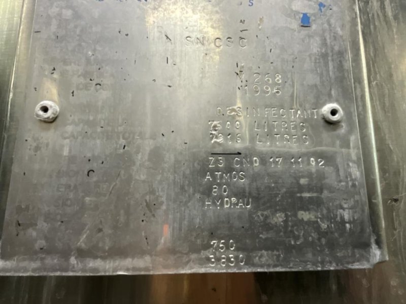 1996 Boccard Boccard 7500 Litre Stainless Steel Vertical Disinfectant Storage Tank - S