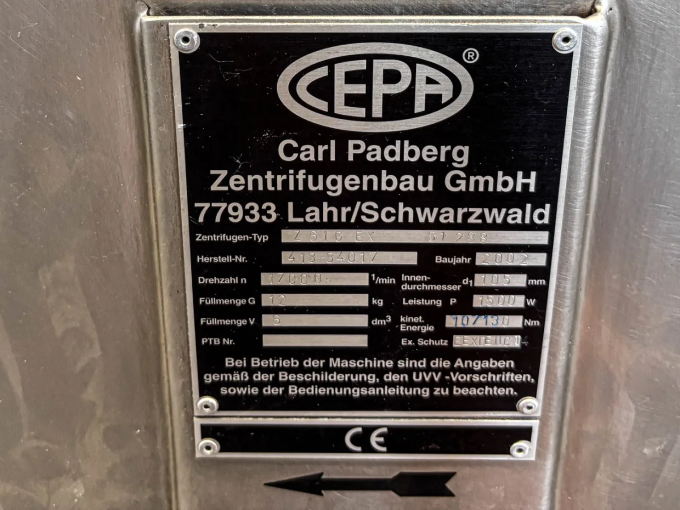 Cepa Carl Padberg Z 61 G EX - Basket centrifuge - 8