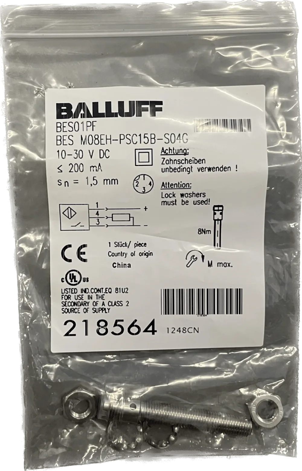 BALLUFF Induktive Standardsensoren mit Vorzugstypen BES M08EH-PSC15B-S04G